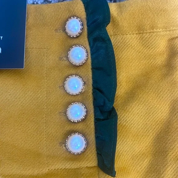 2 Piece Set - Skirt Set Gold Yellow and Green Trimmed Skirt Set Pearl Buttons - Picture 11 of 16
